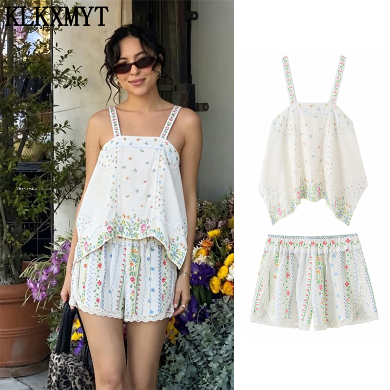 Summer Vacation Clothing Women - Modne komplety damskie z kwiatowym nadrukiem: