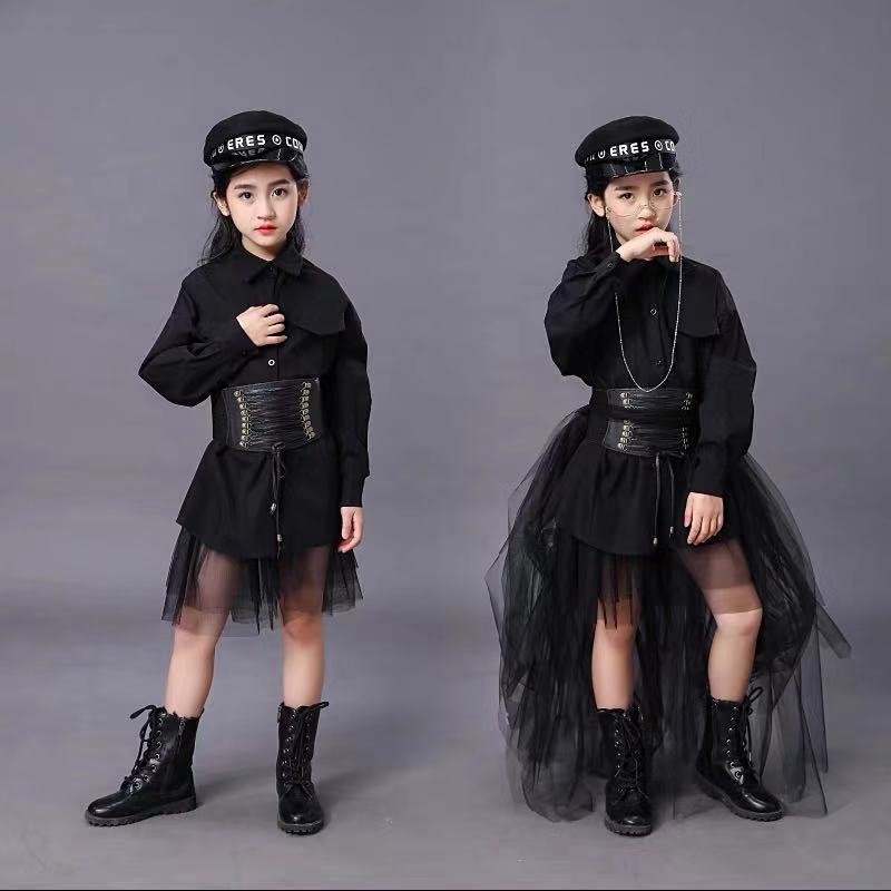 Summer Clothing Model - Dziecięcy Czarny Garnitur Dziewczęcy Modelka Konkurs