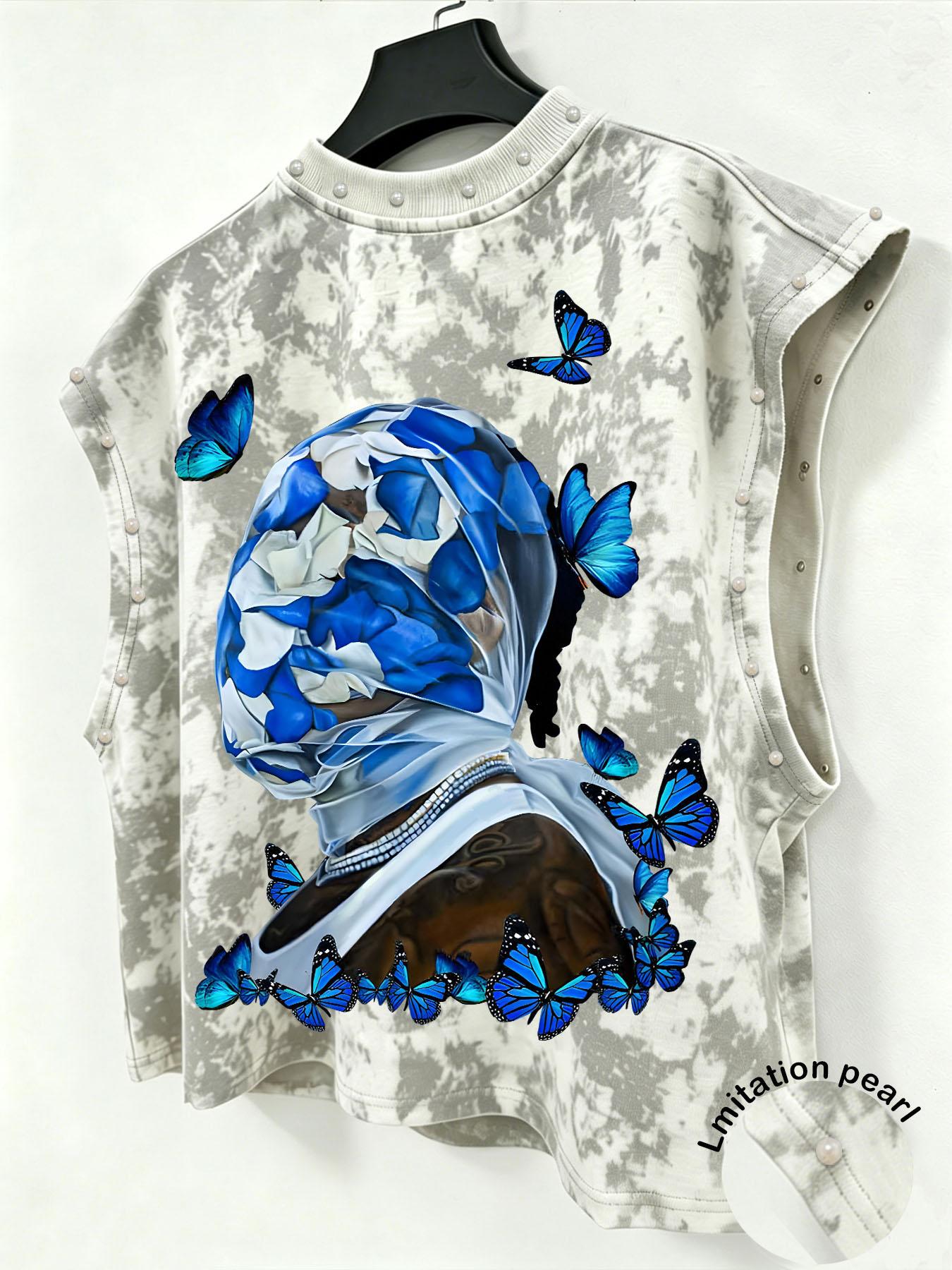 Summer Rose Clothing - Męski bezrękawnik tie-dye, niebieski z nadrukiem