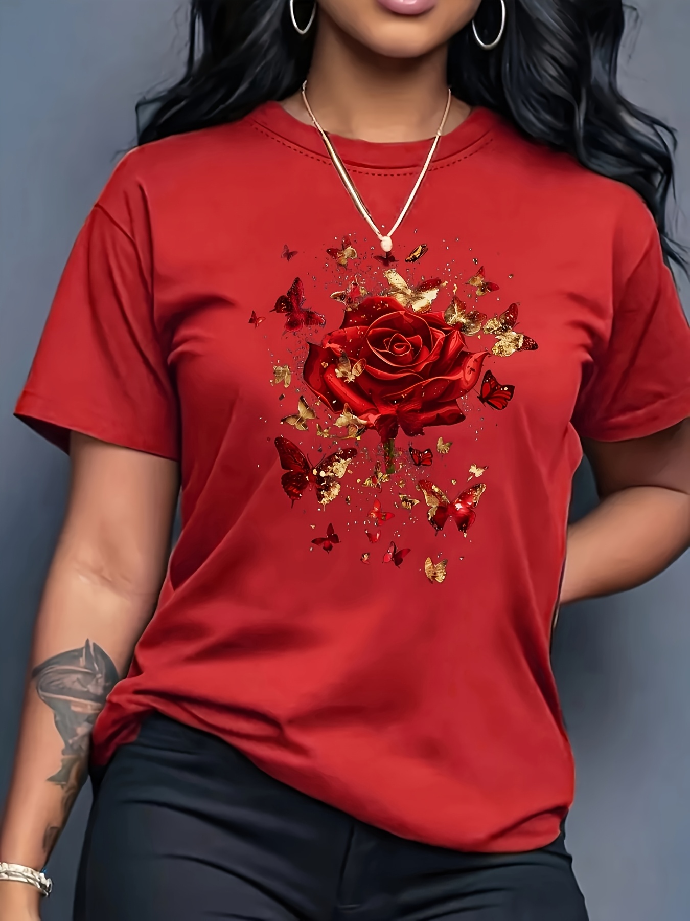 Summer Rose Clothing - Damska sportowa koszulka na co dzień