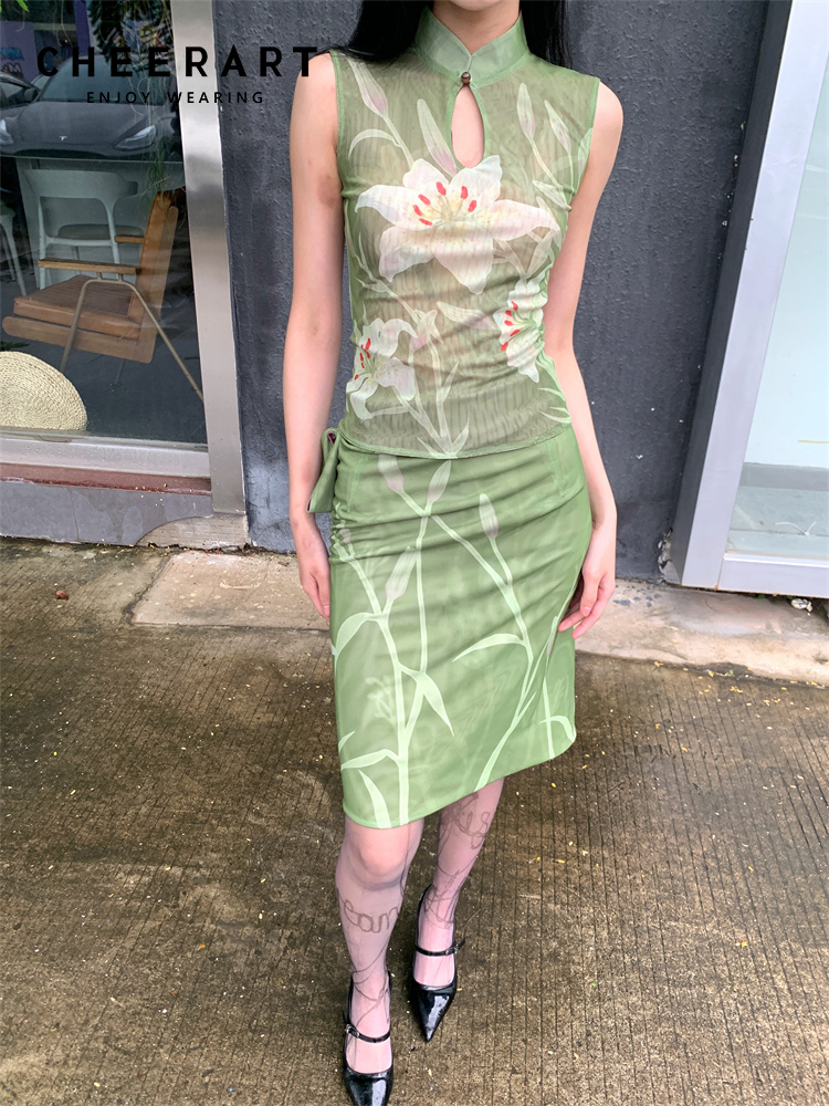 Summer Clothing Model - CHEERART Dwuczęściowy zestaw dla kobiet Elegancki