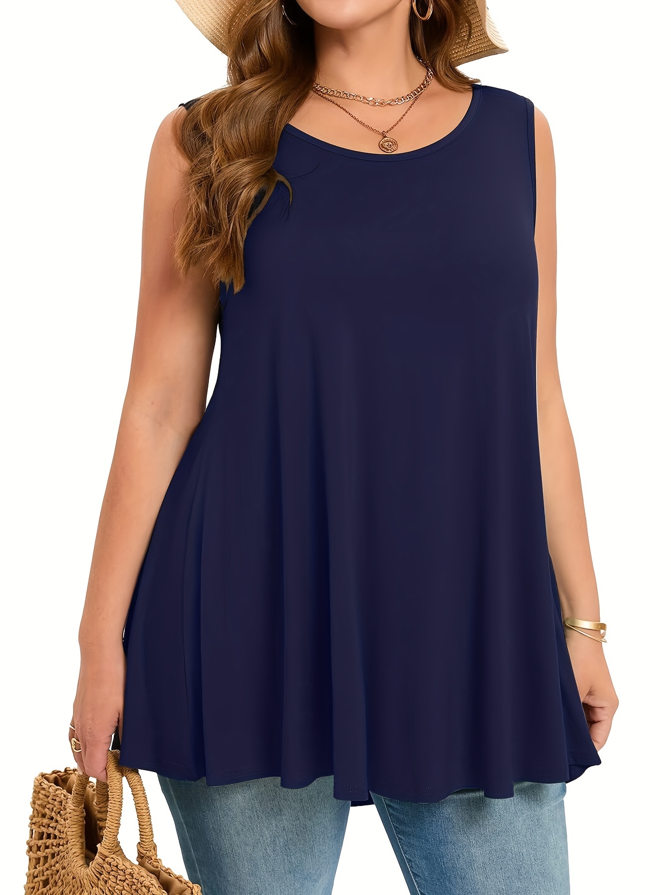 Plus Size Simple Solid Tank To – Summer Clothing Plus Size recenzja i cena