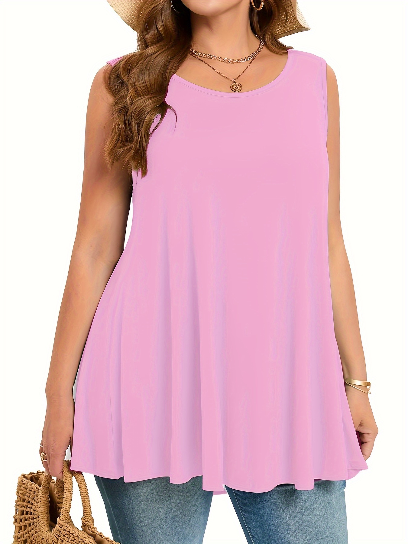 Plus Size Simple Solid Tank To – Summer Clothing Plus Size recenzja i cena