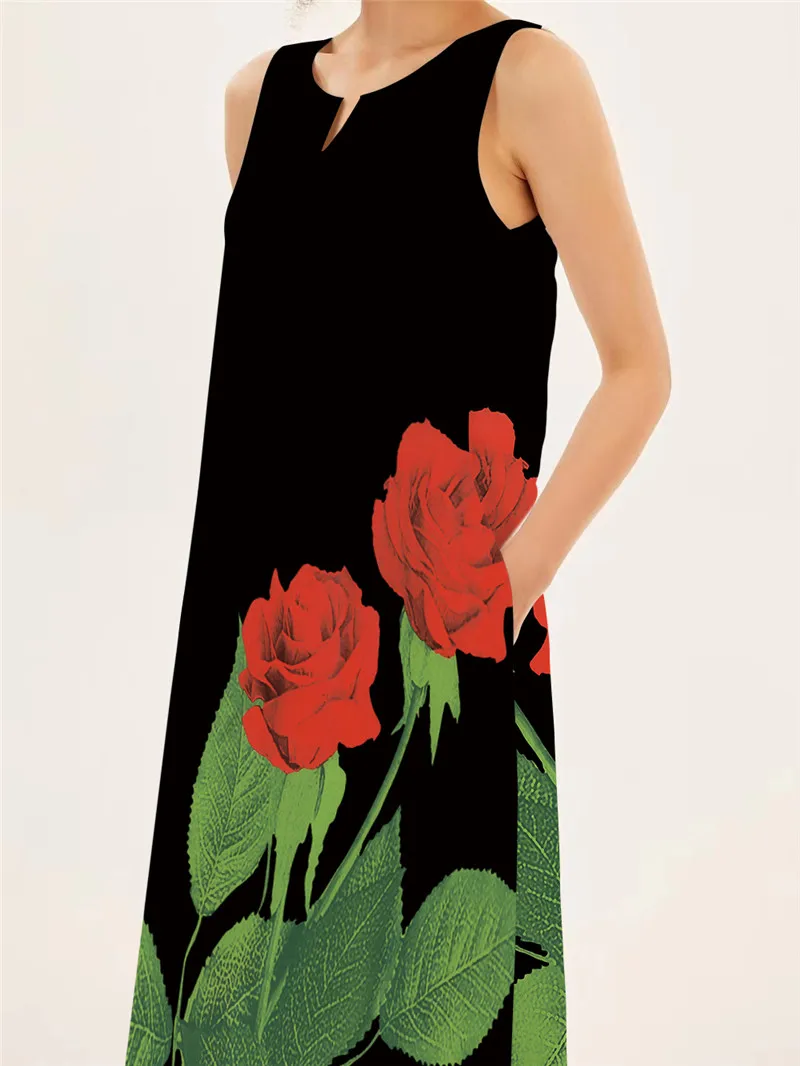 Czerwona róża Długa sukienka z – Summer Rose Clothing recenzja i cena
