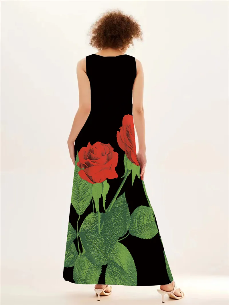 Czerwona róża Długa sukienka z – Summer Rose Clothing recenzja i cena