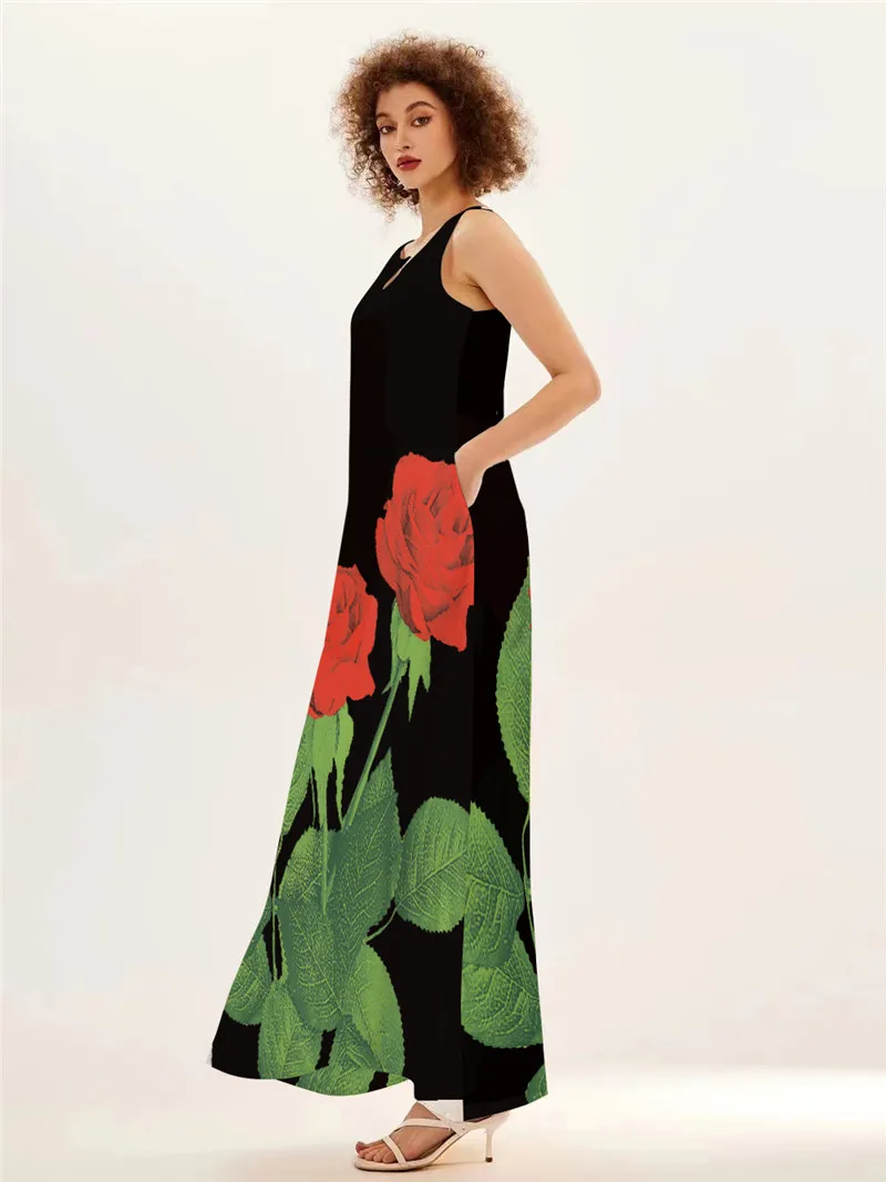 Czerwona róża Długa sukienka z – Summer Rose Clothing recenzja i cena