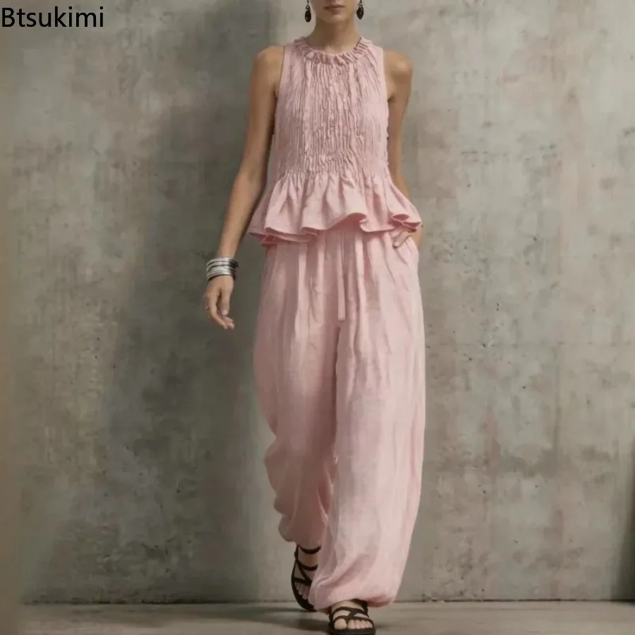 Prosty top bez rękawów z falba – Summer Vacation Clothing Women recenzja i cena