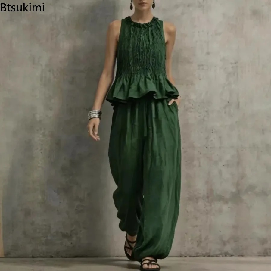 Prosty top bez rękawów z falba – Summer Vacation Clothing Women recenzja i cena