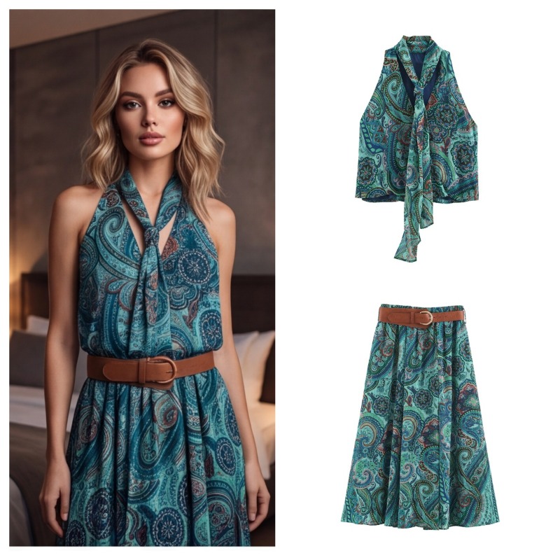 Długi zestaw spódnicy z nadruk – Summer Alt Clothing recenzja i cena