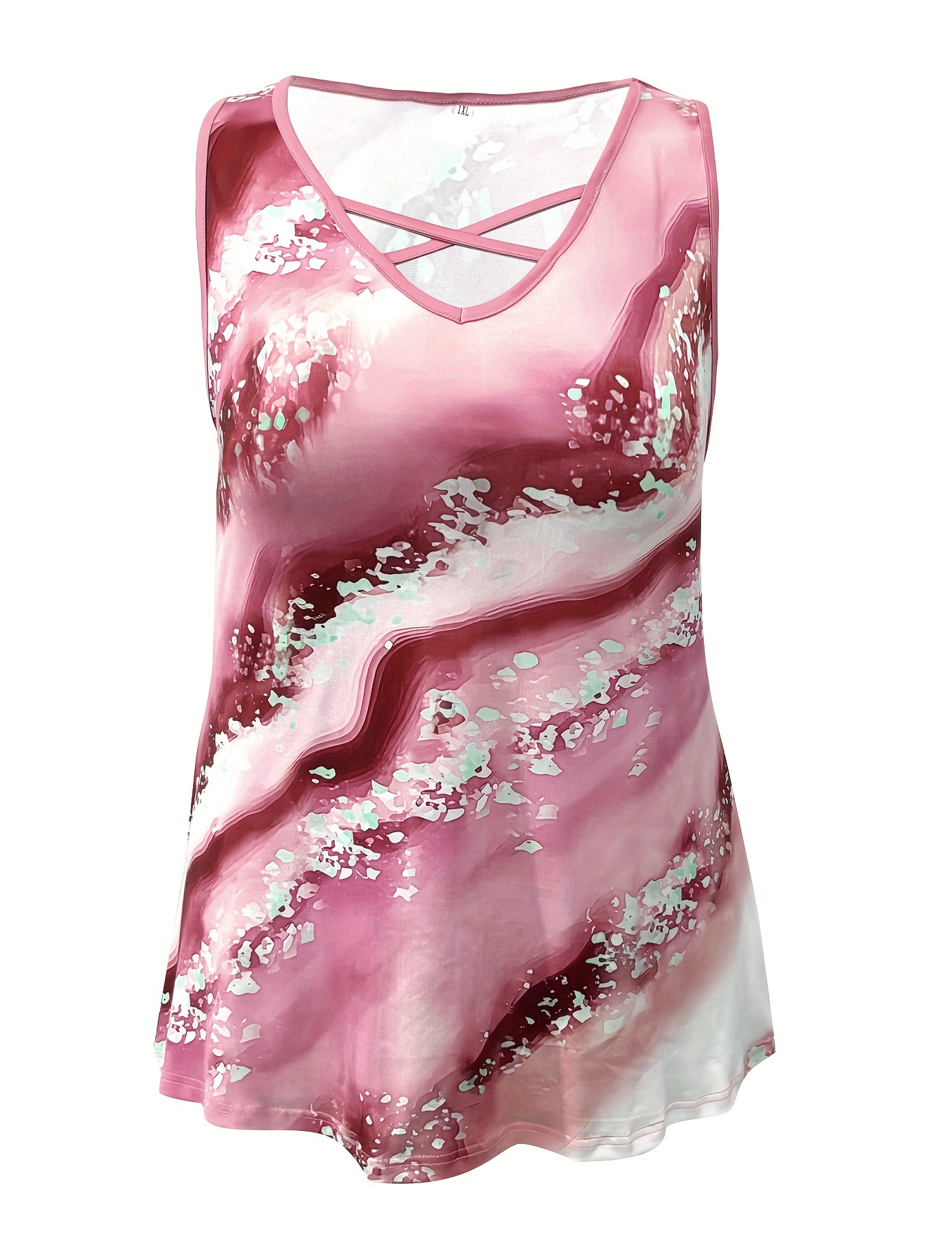 Plus Size Marble Print Tank To – Summer Clothing Plus Size recenzja i cena
